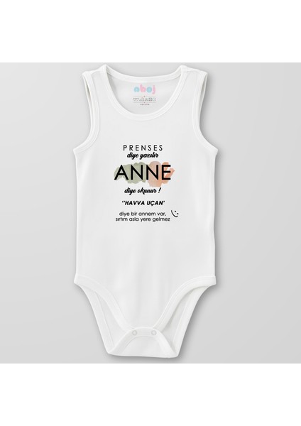 Organik Pamuk Prenses Diye Yazılır Anne Diye Okunur Bebek Body Çıtçıtlı Zıbın Badi Kolsuz
