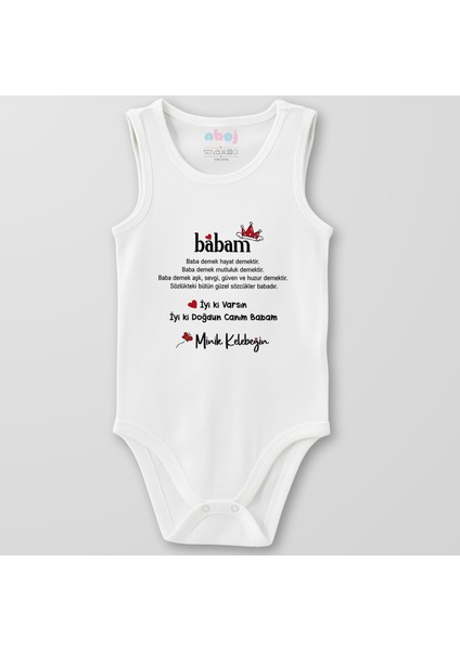 Organik Pamuk Baba Demek Hayat Demektir Bebek Body Çıtçıtlı Zıbın Badi Kolsuz