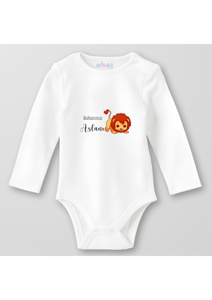 Organik Pamuk Babasının Aslanı Bebek Body Çıtçıtlı Zıbın Badi Uzun Kol