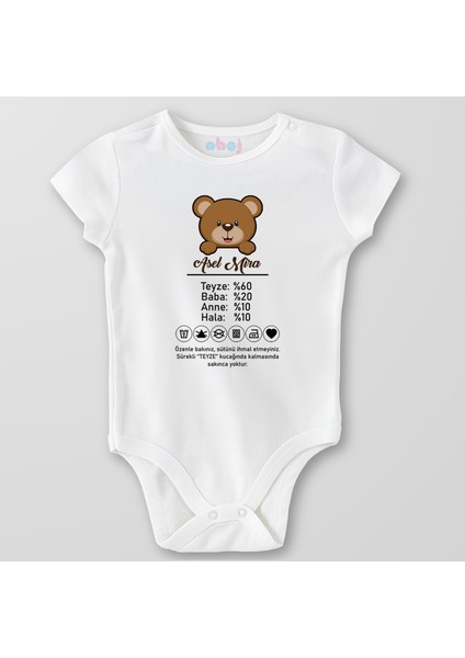 Organik Pamuk Sevilme Talimatı Teyze Bebek Body Çıtçıtlı Zıbın Badi Kısa Kol