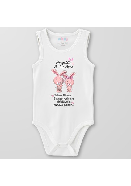 Organik Pamuk Hoşgeldin Bebek Pembe Ayıcıklı Bebek Body Çıtçıtlı Zıbın Badi Kolsuz