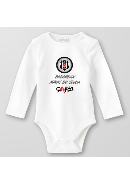 Organik Pamuk Babamdan Miras Bu Sevda Bebek Body Çıtçıtlı Zıbın Badi Uzun Kol