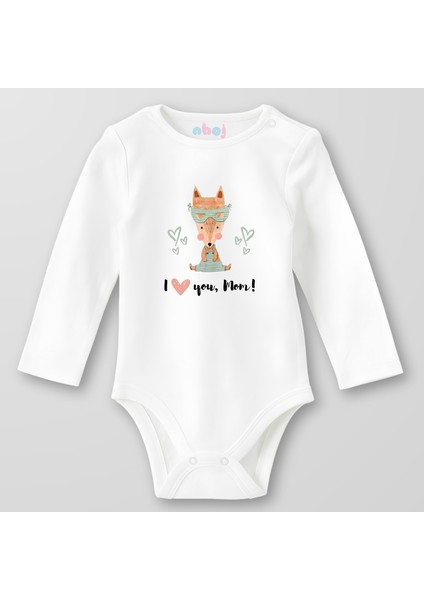 Organik Pamuk I Love You Mom Bebek Body Çıtçıtlı Zıbın Badi Uzun Kol
