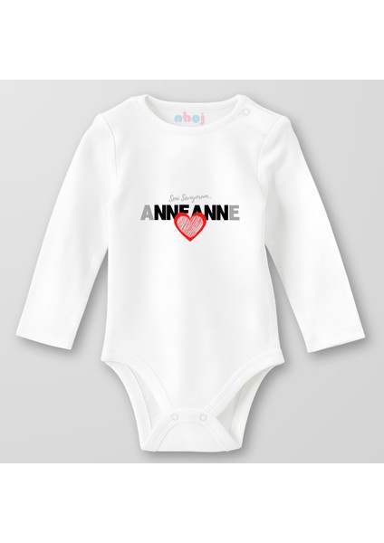 Organik Pamuk Seni Seviyorum Anneanne Bebek Body Çıtçıtlı Zıbın Badi Uzun Kol