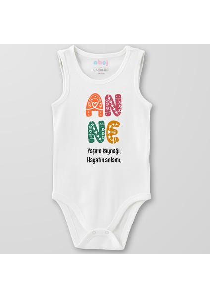 Organik Pamuk Anne Yaşam Kaynağı Bebek Body Çıtçıtlı Zıbın Badi Kolsuz