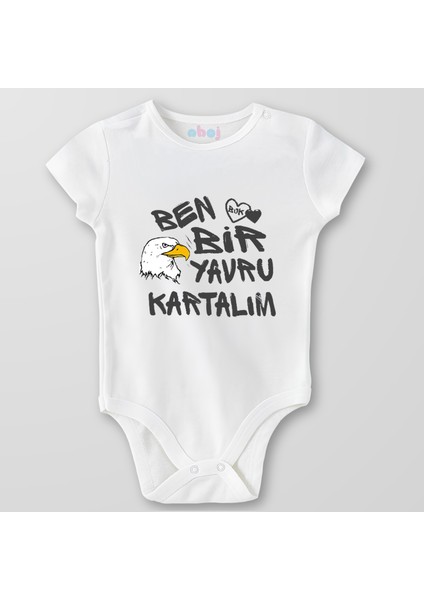 Organik Pamuk Ben Bir Yavru Kartalım Bebek Body Çıtçıtlı Zıbın Badi Kısa Kol