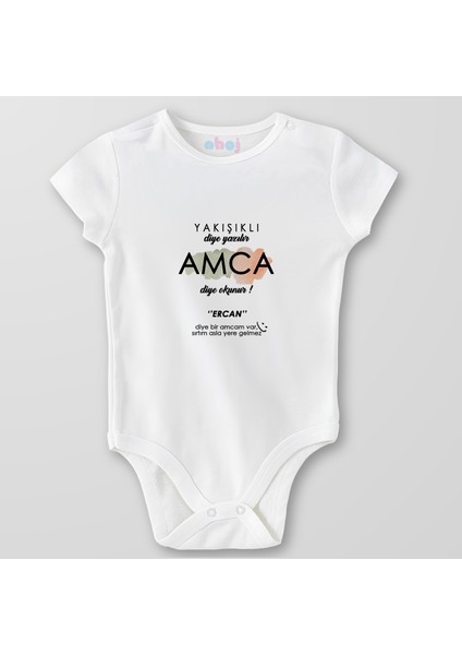 Organik Pamuk Yakışıklı Diye Yazılır Amca Diye Okunur Bebek Body Çıtçıtlı Zıbın Badi Kısa Kol