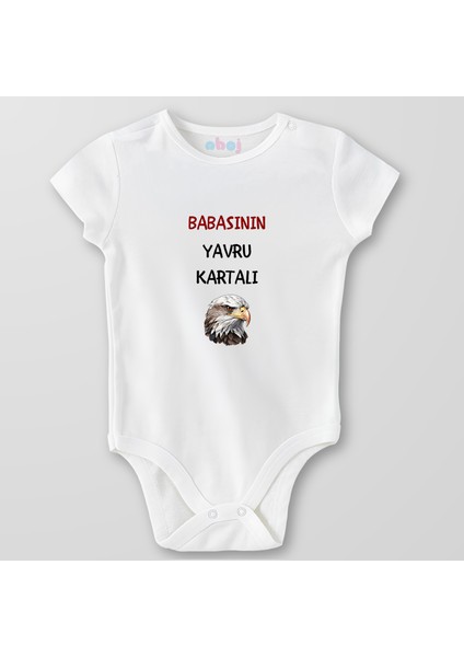 Organik Pamuk Babasının Yavru Kartalı Bebek Body Çıtçıtlı Zıbın Badi Kısa Kol