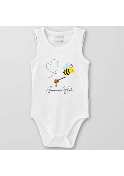 Organik Pamuk Amcasının Balı Bebek Body Çıtçıtlı Zıbın Badi Kolsuz
