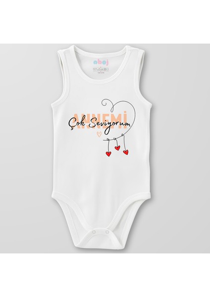 Organik Pamuk Annemi Çok Seviyorum Bebek Body Çıtçıtlı Zıbın Badi Kolsuz
