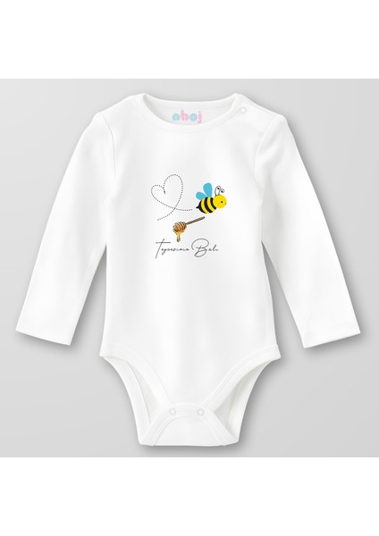 Organik Pamuk Teyzesinin Balı Bebek Body Çıtçıtlı Zıbın Badi Uzun Kol