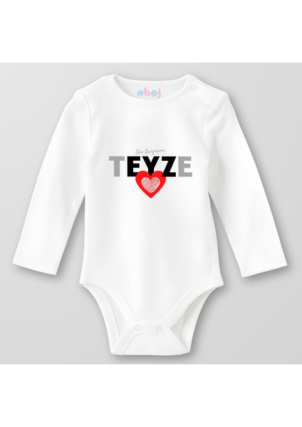 Organik Pamuk Seni Seviyorum Teyze Bebek Body Çıtçıtlı Zıbın Badi Uzun Kol