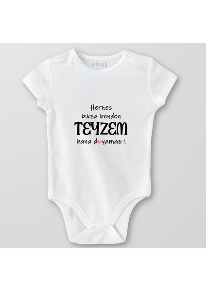 Organik Pamuk Herkes Bıksa Benden, Teyzem Bana Doyamaz Bebek Body Çıtçıtlı Zıbın Badi Kısa Kol