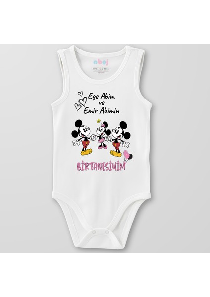 Organik Pamuk Abimin Bir Tanesiyim Bebek Body Çıtçıtlı Zıbın Badi Kolsuz