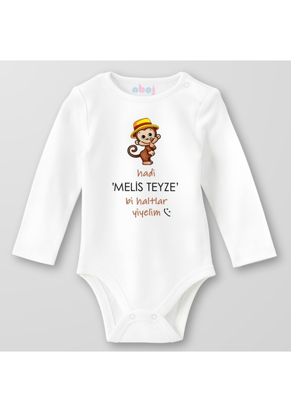 Organik Pamuk Hadi Teyze Bi Haltlar Yiyelim Bebek Body Çıtçıtlı Zıbın Badi Uzun Kol