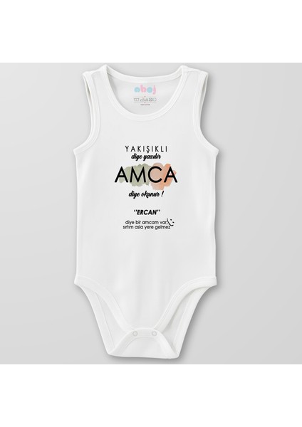 Organik Pamuk Yakışıklı Diye Yazılır Amca Diye Okunur Bebek Body Çıtçıtlı Zıbın Badi Kolsuz