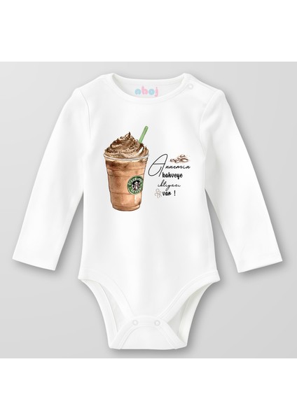 Organik Pamuk Annemin Kahveye Ihtiyacı Var Bebek Body Çıtçıtlı Zıbın Badi Uzun Kol