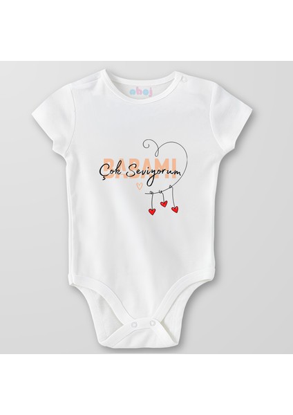 Organik Pamuk Babamı Çok Seviyorum Bebek Body Çıtçıtlı Zıbın Badi Kısa Kol