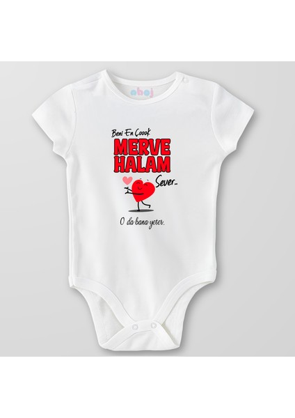Organik Pamuk Beni En Çok Halam Sever Bebek Body Çıtçıtlı Zıbın Badi Kısa Kol