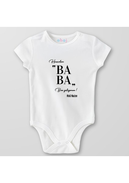 Organik Pamuk Hazırlan Baba Ben Geliyorum Bebek Body Çıtçıtlı Zıbın Badi Kısa Kol