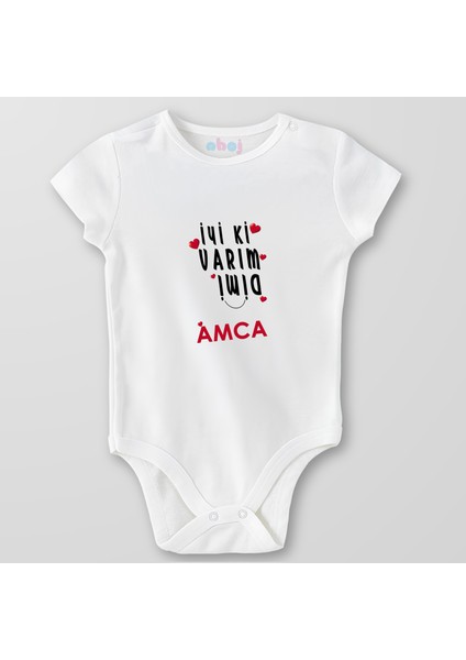 Organik Pamuk Iyi Ki Varım Dimi Amca Bebek Body Çıtçıtlı Zıbın Badi Kısa Kol