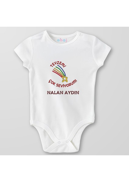 Organik Pamuk Teyzemi Çok Seviyorumm Bebek Body Çıtçıtlı Zıbın Badi Kısa Kol