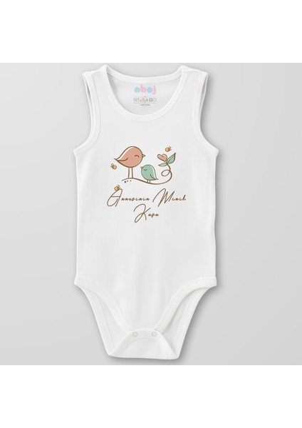 Organik Pamuk Annesinin Minik Kuşu Bebek Body Çıtçıtlı Zıbın Badi Kolsuz