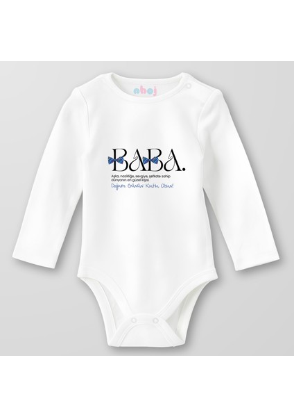 Organik Pamuk Baba Aşka Nazikliğe Sevgiye Şefkate Sahip Bebek Body Çıtçıtlı Zıbın Badi Uzun Kol