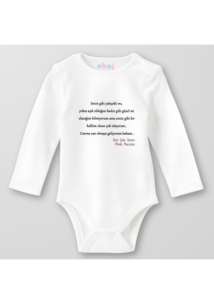 Organik Pamuk Senin Gibi Yakışıklı Mı Bebek Body Çıtçıtlı Zıbın Badi Uzun Kol
