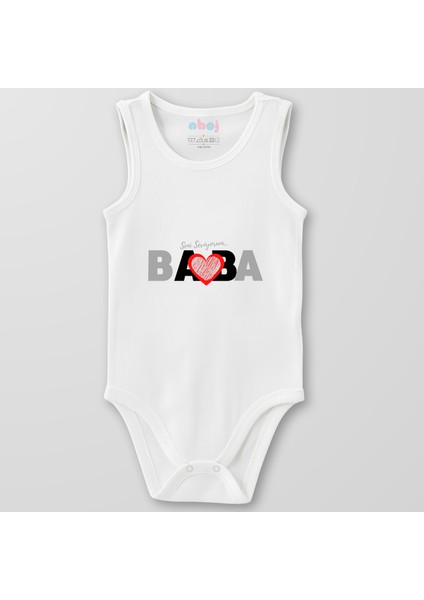 Organik Pamuk Seni Seviyorum Baba Bebek Body Çıtçıtlı Zıbın Badi Kolsuz
