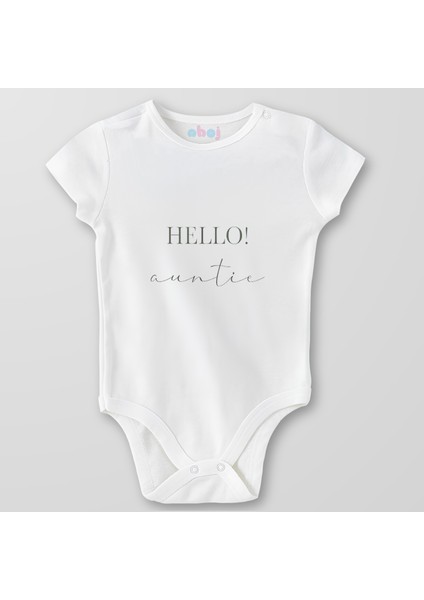 Organik Pamuk Hello Auntie Bebek Body Çıtçıtlı Zıbın Badi Kısa Kol