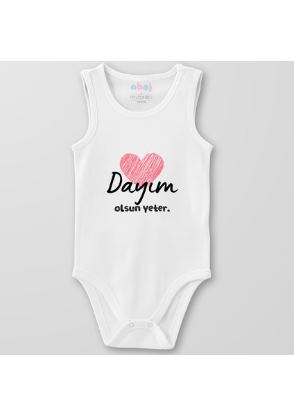 Organik Pamuk Dayım Olsun Yeter Bebek Body Çıtçıtlı Zıbın Badi Kolsuz