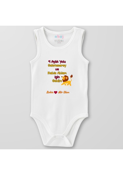 Organik Pamuk Aslanlı 9 Aylık Yolu Galatasaray Için Geldim Bebek Body Çıtçıtlı Zıbın Badi Kolsuz