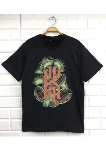 Unisex Siyah Kyrie Irving Baskılı T-Shirt