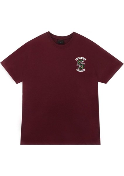 Unisex Kırmızı Riverdale Southside Serpents Baskılı T-Shirt