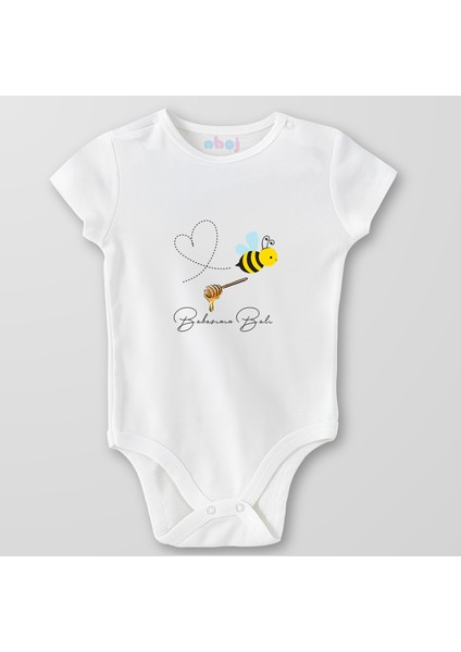 Organik Pamuk Babasının Balı Bebek Body Çıtçıtlı Zıbın Badi Kısa Kol