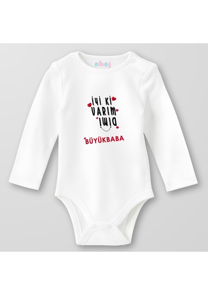 Organik Pamuk Iyi Ki Varım Değil Mi Büyükbaba? Bebek Body Çıtçıtlı Zıbın Badi Uzun Kol
