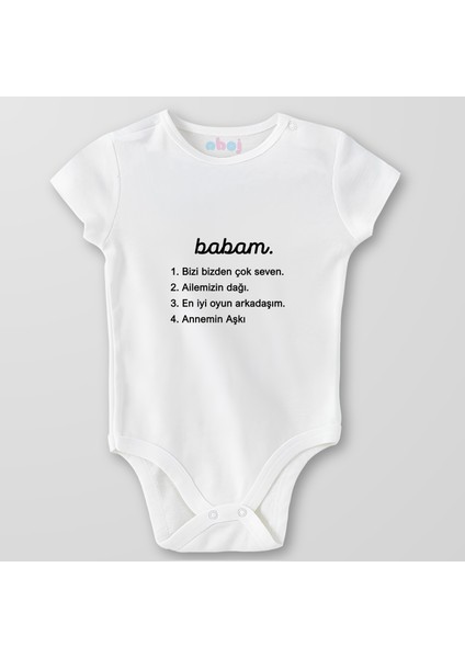 Organik Pamuk Babam Bizi Bizden Çok Seven Bebek Body Çıtçıtlı Zıbın Badi Kısa Kol