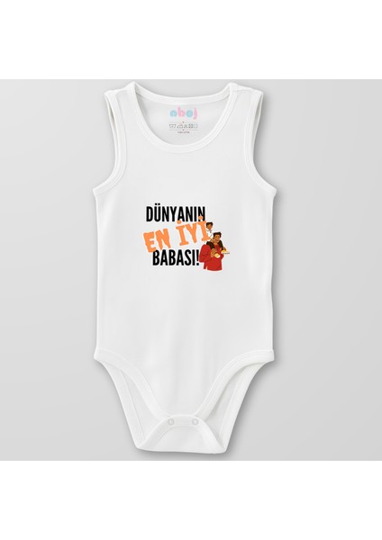 Organik Pamuk Dünyanın En Iyi Babası Bebek Body Çıtçıtlı Zıbın Badi Kolsuz