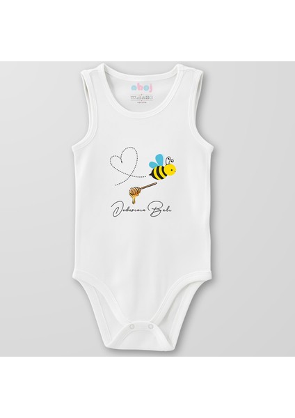 Organik Pamuk Dedesinin Balı Bebek Body Çıtçıtlı Zıbın Badi Kolsuz