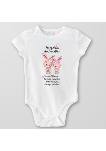 Organik Pamuk Hoşgeldin Bebek Pembe Ayıcık Bebek Body Çıtçıtlı Zıbın Badi Kısa Kol