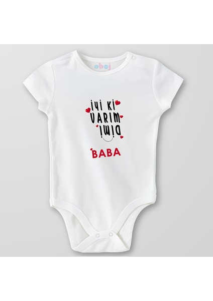 Organik Pamuk Iyi Ki Varım Dimi Baba Bebek Body Çıtçıtlı Zıbın Badi Kısa Kol