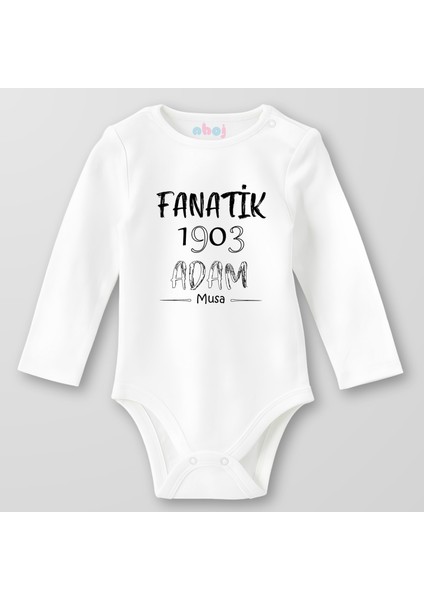 Organik Pamuk Fanatik 1903 Adam Bebek Body Çıtçıtlı Zıbın Badi Uzun Kol