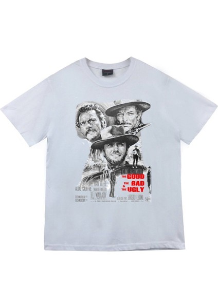 Unisex Beyaz Iyi Kötü Çirkin Baskılı T-Shirt