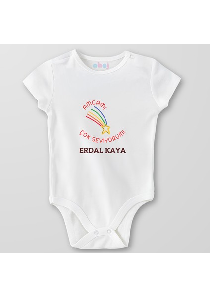 Organik Pamuk Amcamı Çok Seviyorum Bebek Body Çıtçıtlı Zıbın Badi Kısa Kol