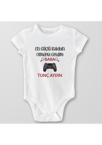 Organik Pamuk En Güçlü Rakibin Olmaya Geldim Bebek Body Çıtçıtlı Zıbın Badi Kısa Kol