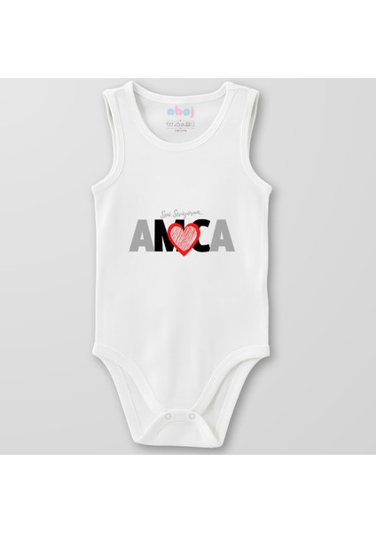 Organik Pamuk Seni Seviyorum Amca Bebek Body Çıtçıtlı Zıbın Badi Kolsuz
