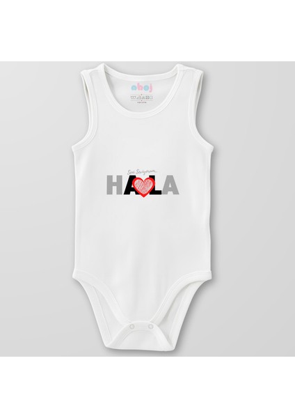 Organik Pamuk Seni Seviyorum Hala Bebek Body Çıtçıtlı Zıbın Badi Kolsuz
