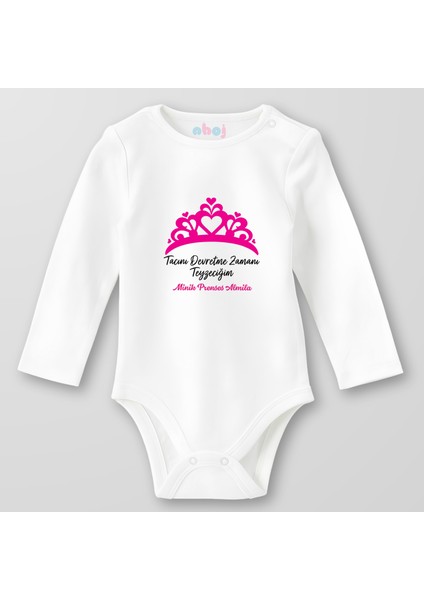 Organik Pamuk Tacını Devretme Zamanı Teyzeceğim Bebek Body Çıtçıtlı Zıbın Badi Uzun Kol