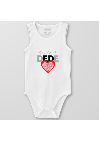 Organik Pamuk Seni Seviyorum Dede Bebek Body Çıtçıtlı Zıbın Badi Kolsuz